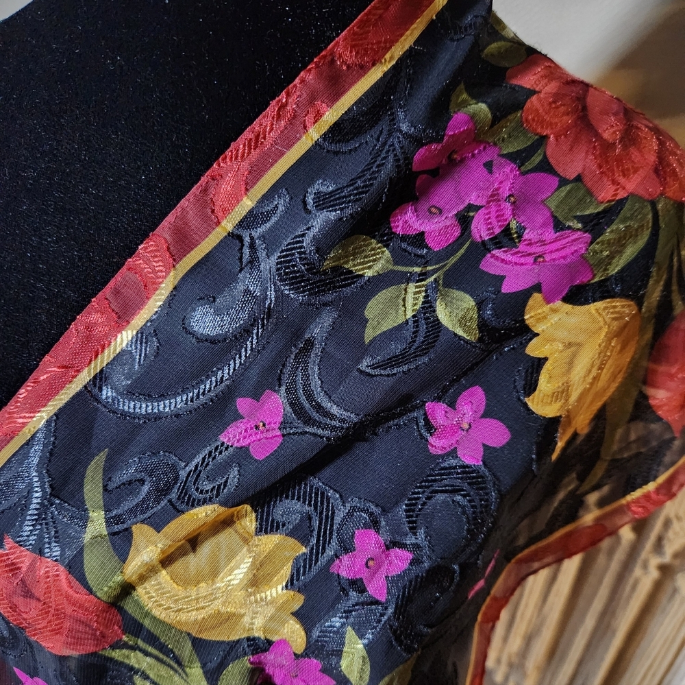 Vintage Liz Claiborne First Issue Sheer Floral Scarf - Picture 5 of 6